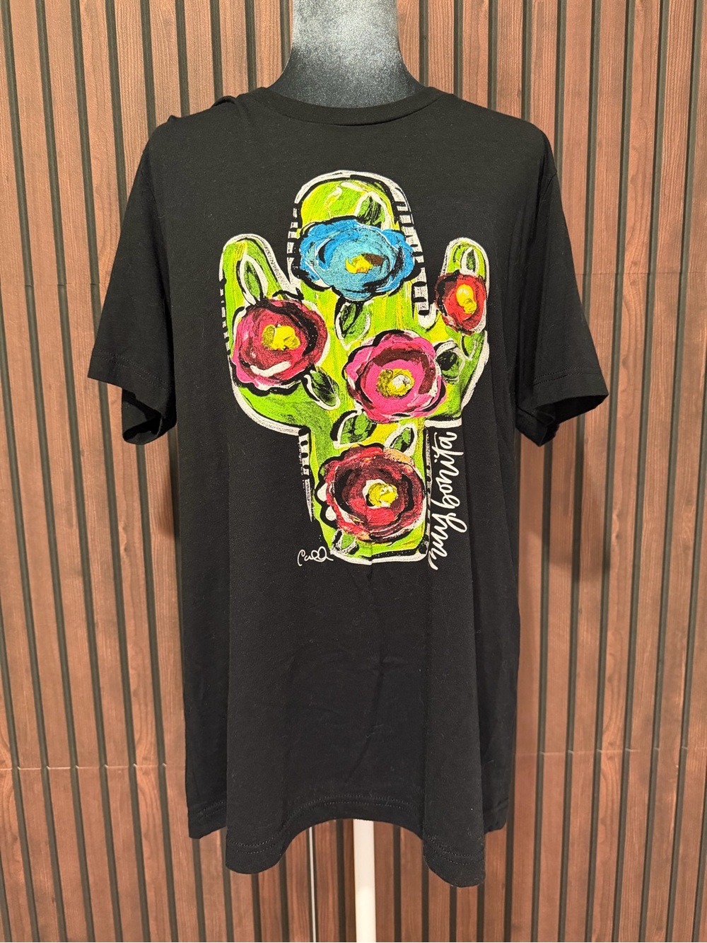 Texas True Threads Graphic Skull Tee Black Unisex Size XL Neon Floral Skull Tee